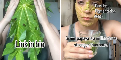 Masca cu frunze de papaya   noua tendință virală Colaj Instagram 