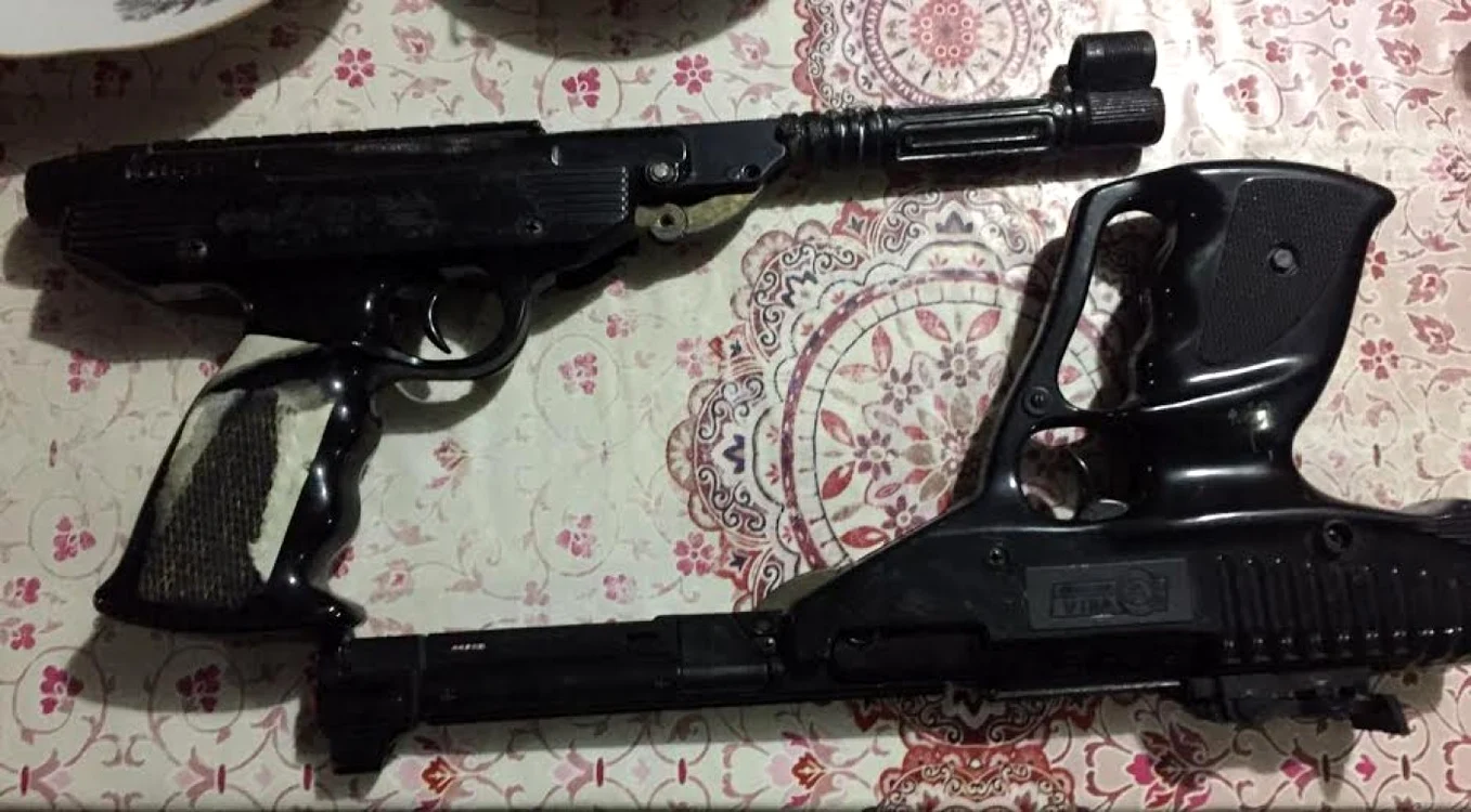 Arme confiscate de la tinerii din Bădeana FOTO IPJ Vaslui