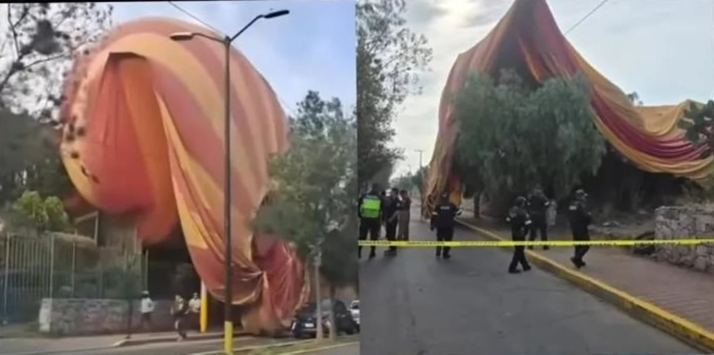 Momentul aterizării forţate a balonului plin cu turişti. FOTO: captură video