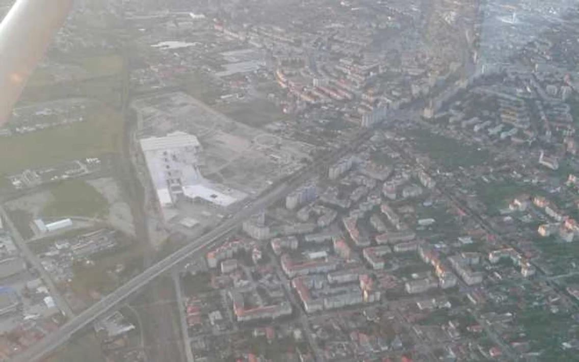 Şantierul mall-ului din Calea Şagului văzut din avion FOTO Ştefan Both