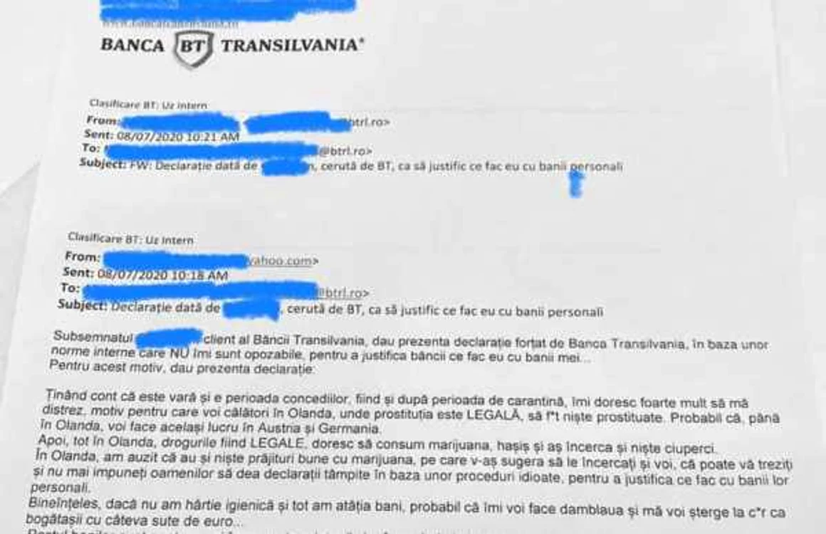 scrisoare amuzanta client Banca Transilvania