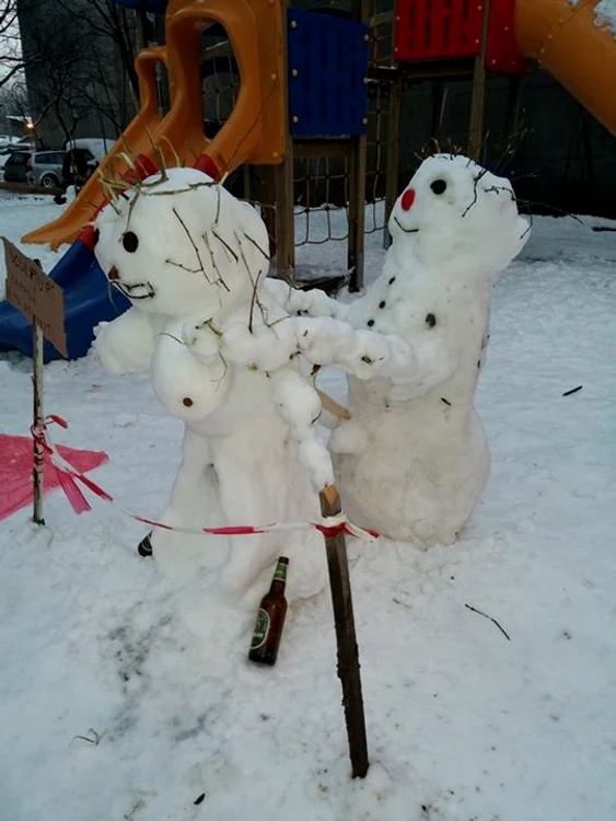 Tinerii au creat scene de sex explicite cu ajutorul oamenilor de zăpadăFoto: Gabriel Benciu