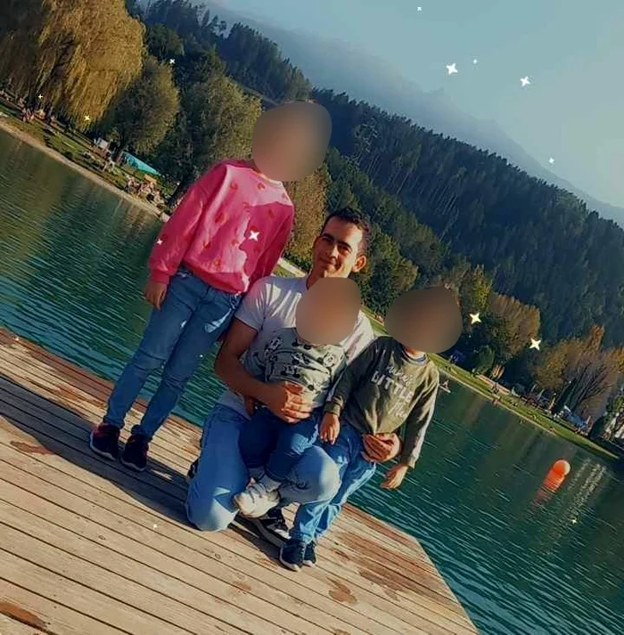 Șoferul sinucigaș din Suceava, împreună cu cei trei copii/FOTO: Facebook