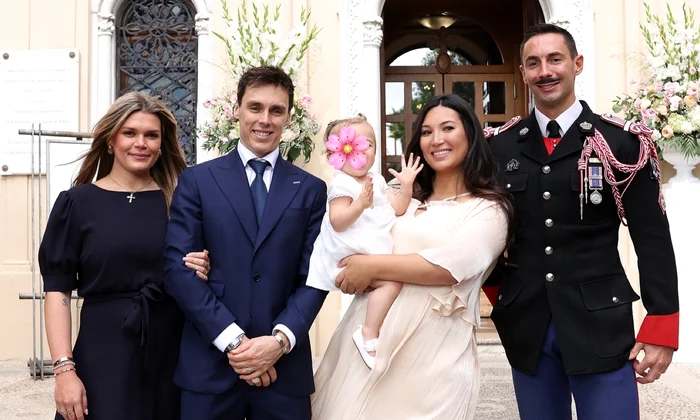 nasii Camille Gotlieb si Michael Ducruet cu Marie Ducruet si Louis Ducruet la botezul lui Victoire Ducruet, nepoata Printesei Stephanie de Monaco Instagram jpg