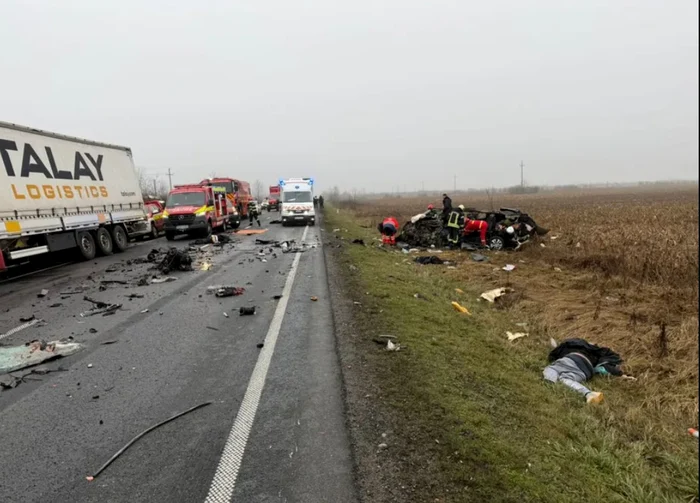 Impactul a fost devastator. FOTO IPJ Timiș