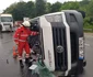 Accidentul de pe DN 7 - E 81 Bujoreni - Vâlcea microbuz plin cu pasageri răsturnat Foto Adevărul