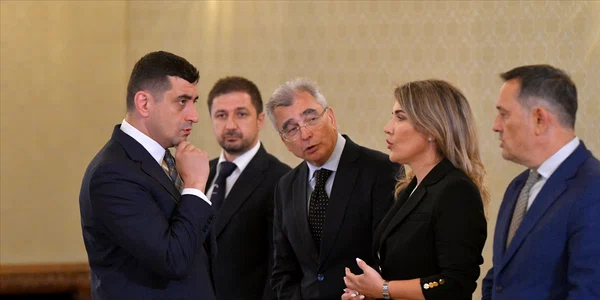 Delegația AUR - George Simion, Adrian Axinia, Petrișor Peiu, Gianina Șerban și Gheorghe Piperea
