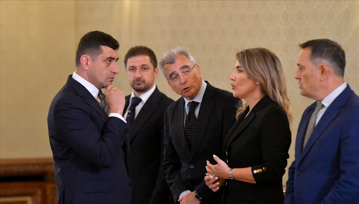Delegația AUR - George Simion, Adrian Axinia, Petrișor Peiu, Gianina Șerban și Gheorghe Piperea