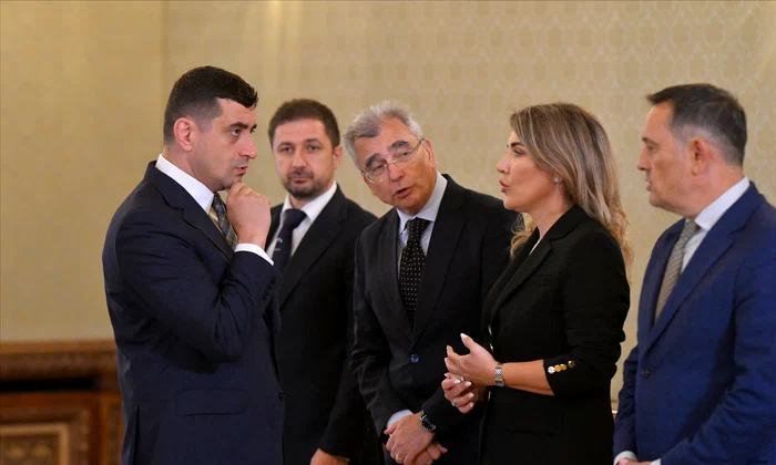 Delegația AUR - George Simion, Adrian Axinia, Petrișor Peiu, Gianina Șerban și Gheorghe Piperea