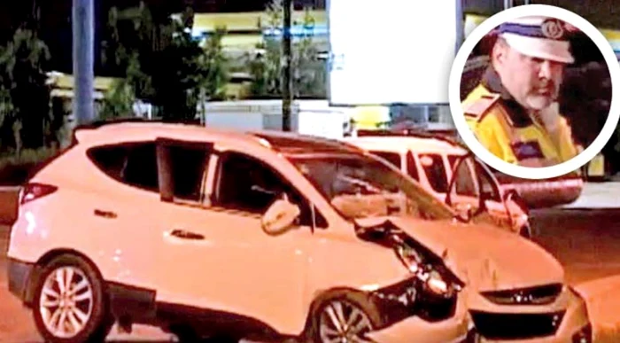 
    Gheorghe Ionescu (medalion) a fost târât circa 400 de metri, pe capotă. Când turcul a frânat, polițistul s-a izbit de asfalt  