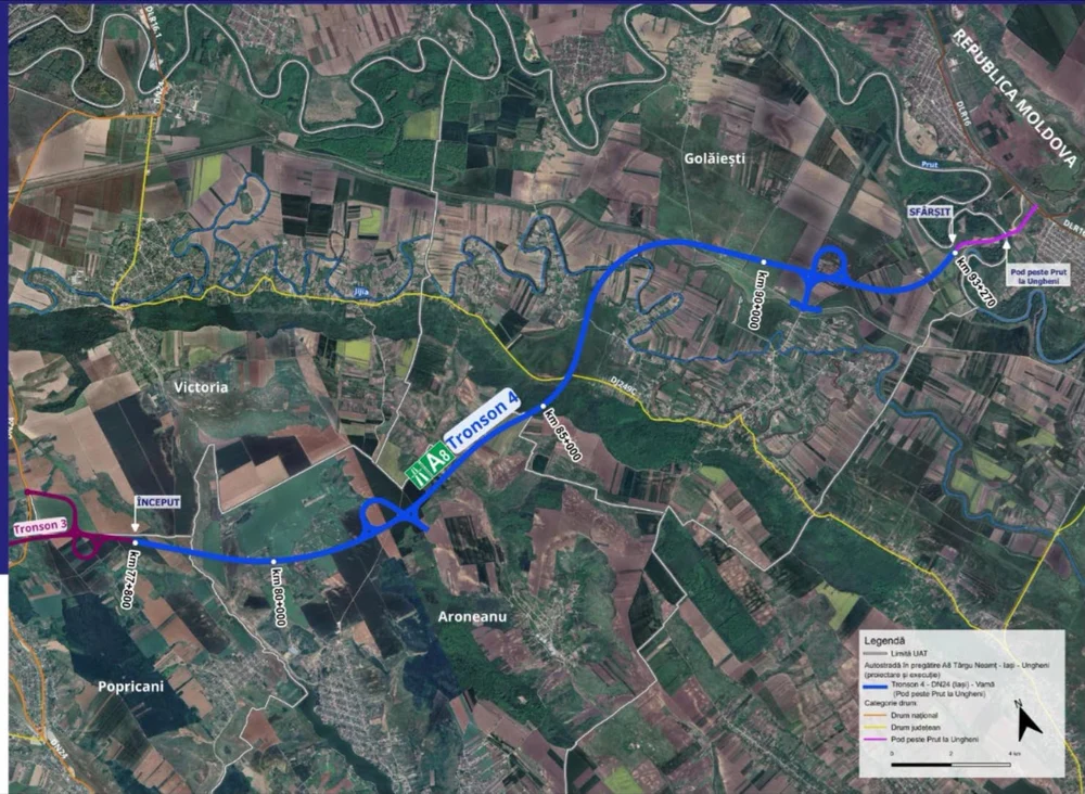 Ultimul tronson al Autostrăzii A8 dintre Iași și Ungheni se va face cu bani din SAFE. Lucrările ar urma să fie gata până în 2030