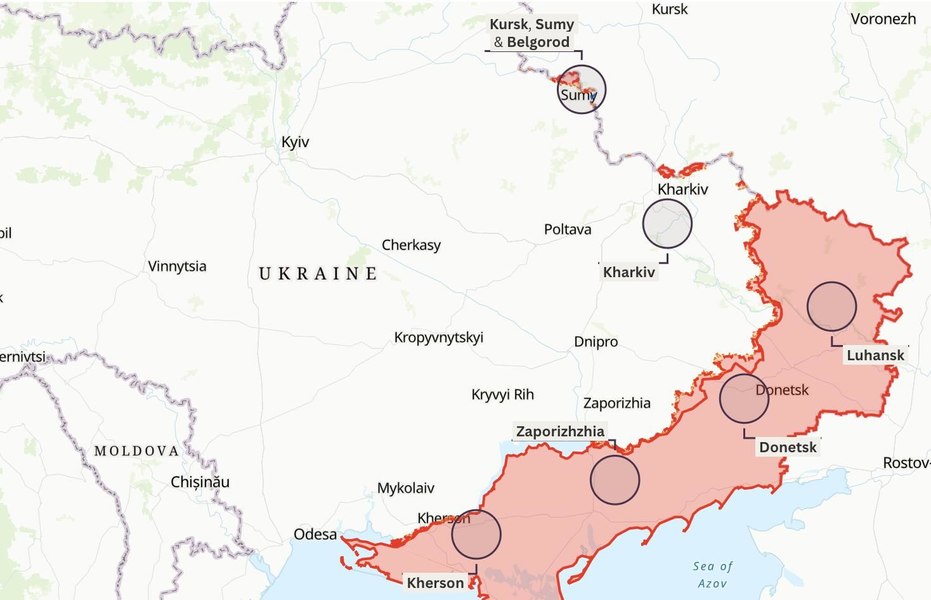 Cum arată harta teritoriilor ce ar putea fi schimbate între Ucraina și Rusia, la negocierile cu Trump