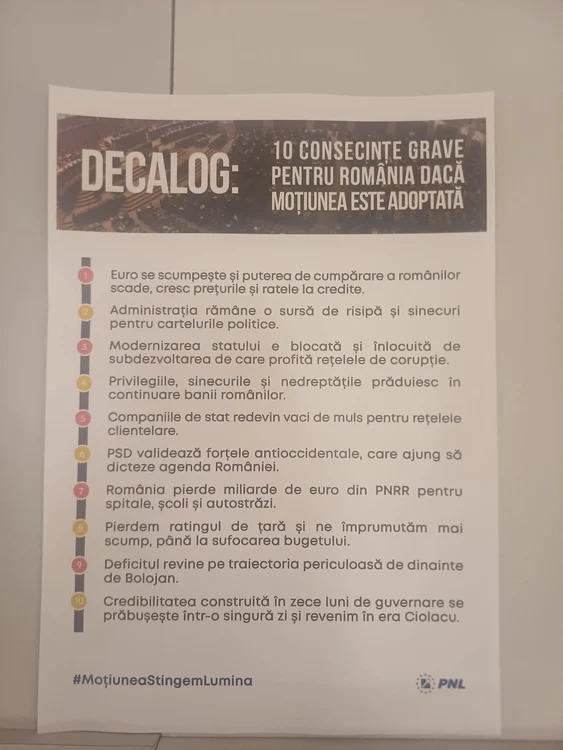 Toți parlamentarii vor găsi pe masă un decalog. FOTO: Adevărul