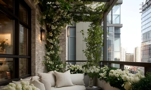 Balcoane, terase și fațade luxuriante cu plante și flori în ghiveci Sursă Ideal House