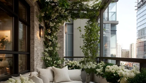 Balcoane, terase și fațade luxuriante cu plante și flori în ghiveci Sursă Ideal House