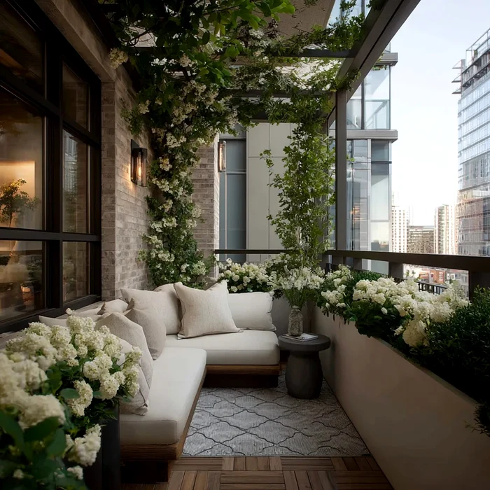 Idei spectaculoase pentru amenajare de balcon cu plante în ghiveci și mobilier modular - Ideal House