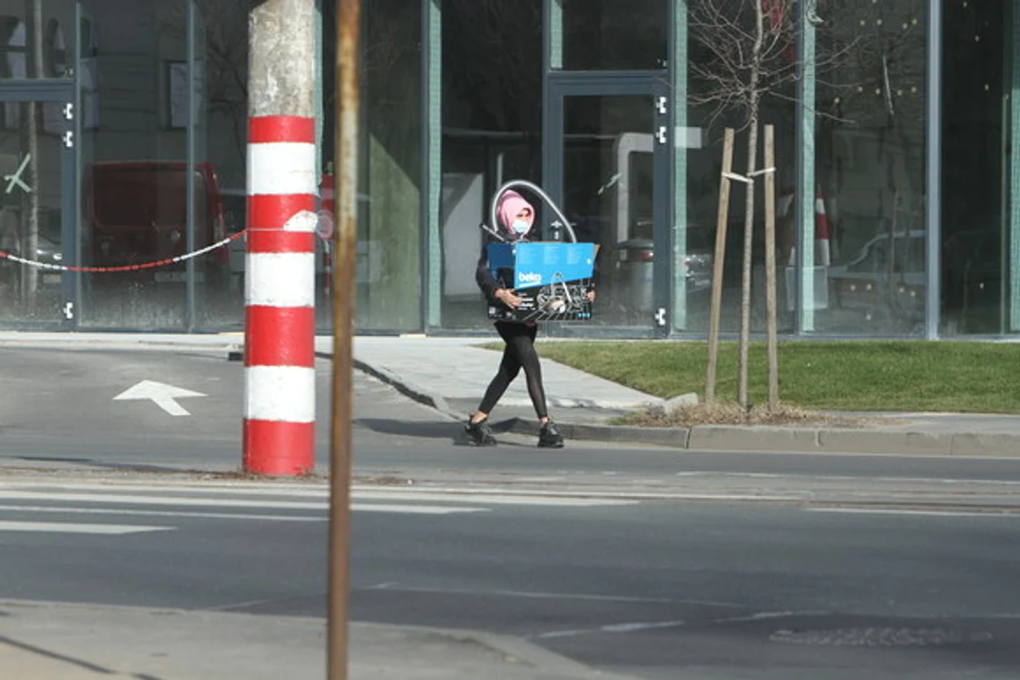 
    Lavinia Pârva a fost surpinsă de fotoreporteri cu un aspirator în brațe și cu un rucsac Louis Vuitton în spate Sursă foto: Blitz/Click!  