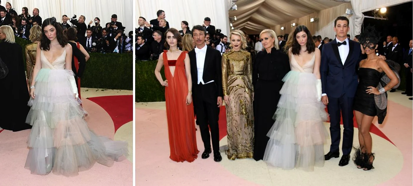 Lily Collins, Pierpaolo Piccioli, Rachel McAdams, Maria Grazia Chiuri, Lorde, Miles Teller șiZoe Kravitz, pe covorul roșu la Met Gala