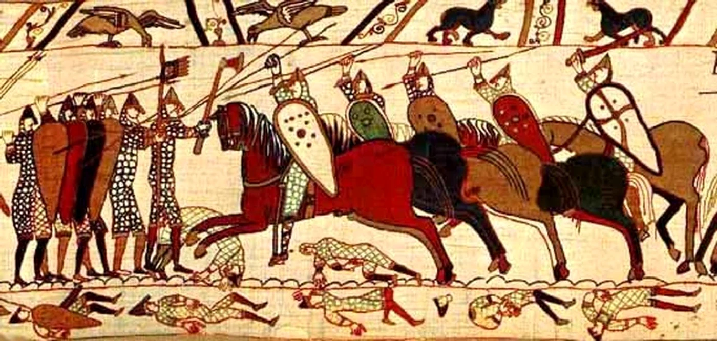 Bătălia de la Hastings. Detaliu de pe Tapiseria de la Bayeux (© Dan Koehl / Wikimedia Commons)