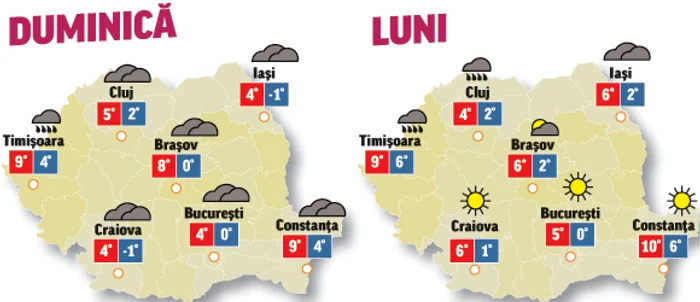 Prognoza meteo pentru următoarele două zile anunță că vremea va fi instabilă din punct de vedere termic