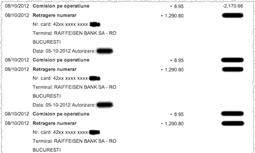 Alex a scos bani de la  un bancomat Raiffeisen  ca să şi achite rata la  apartament  Suma i a fost  luată de trei ori din cont jpeg
