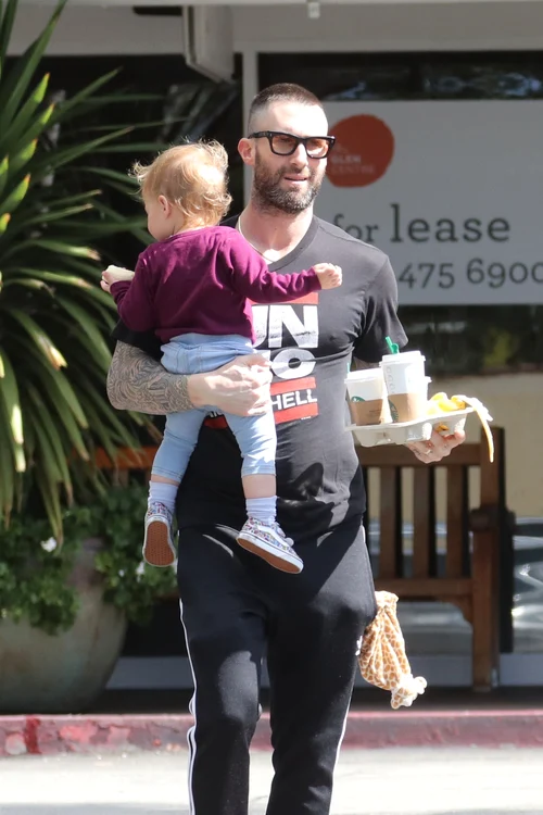 Adam Levine gets coffee with his daughter Dusty Rose at Starbucks jpeg