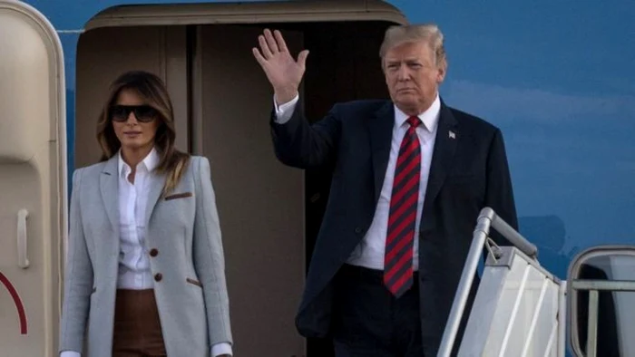 Preşedintele american Donald Trump şi soţia sa Melania, la sosirea la Helsinki