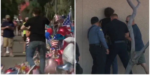 Un adolescent a fost reținut după ce a călcat în picioare un memorial ridicat pt Charlie Kirk foto captura vid X png
