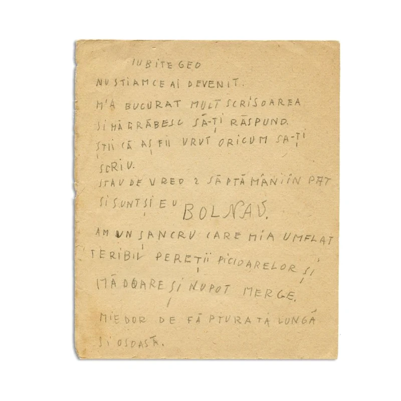 scrisoare victor brauner catre geo bogza 3000 euro pret pornire FOTO Casa de licitatii Historic jpg