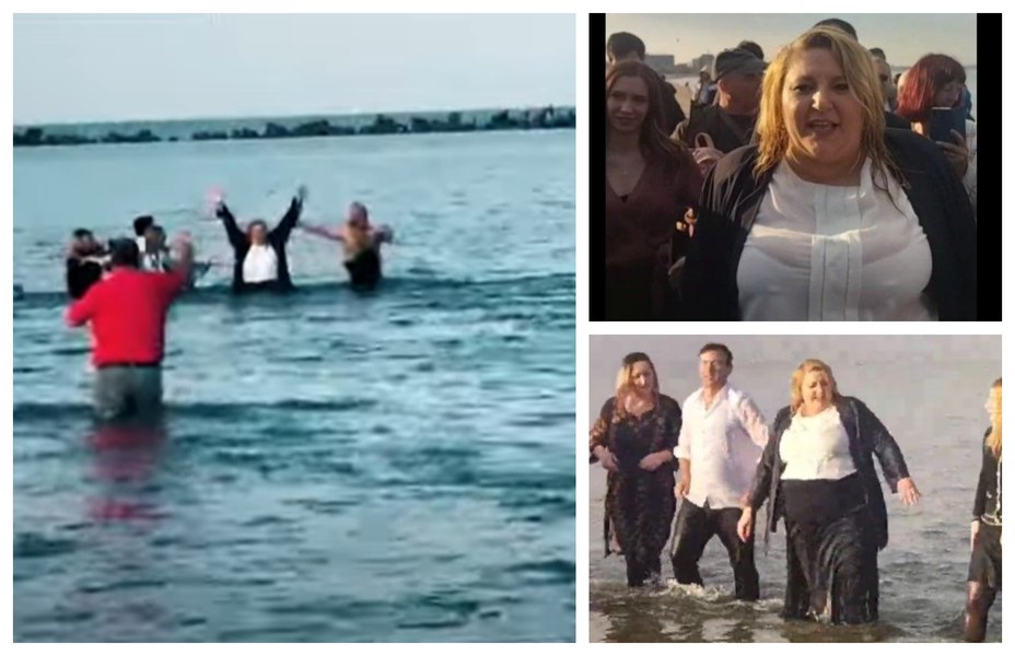 Șoșoacă s-a aruncat în valuri, în Marea Neagră. „Și grasele poartă tricouri ude”