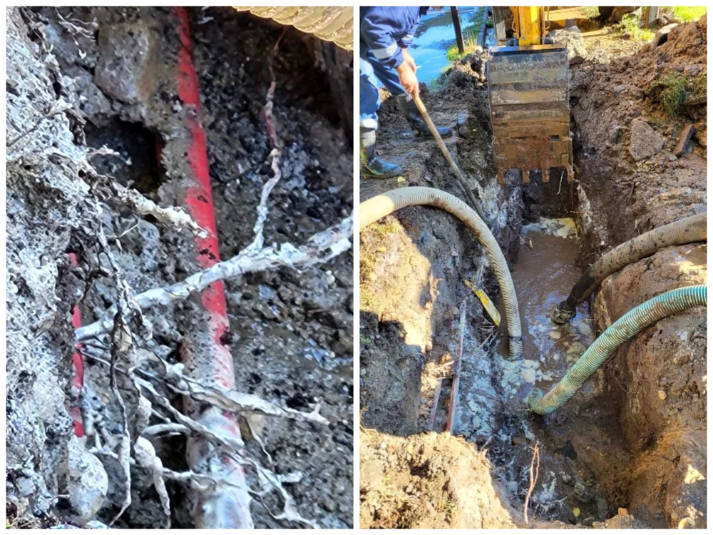 Lucrările CAO sunt îngreunate și de cablurile rețelei de energie electrică FOTO: Facebook CAO Olt