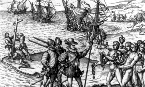 Cristofor Columb descoperă insula Haiti (El Espanola) jpeg