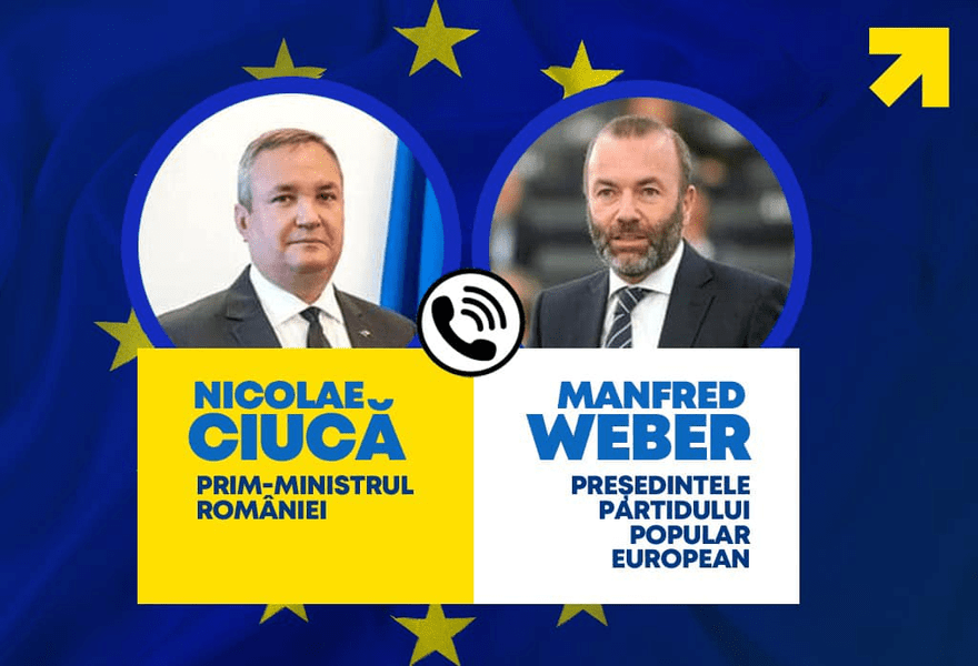 Ciucă, discuție telefonică cu președintele Partidului Popular European: Ne dorim o Europă fără bariere