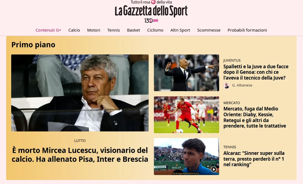 Gazetta dello Sport, cu Mircea Lucescu   FOTO Captură foto