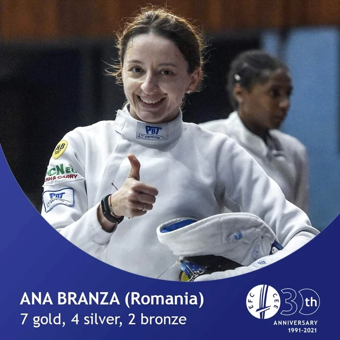 Ana Maria Popescu Brânză a câștigat 7 titluri continentale la spadăFoto: Facebook/ Confederația Europeană de Scrimă