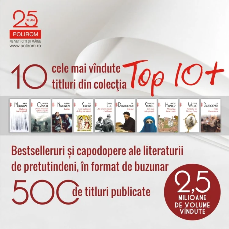 500 de titluri în colecția „Top 10+” a Editurii Polirom jpeg