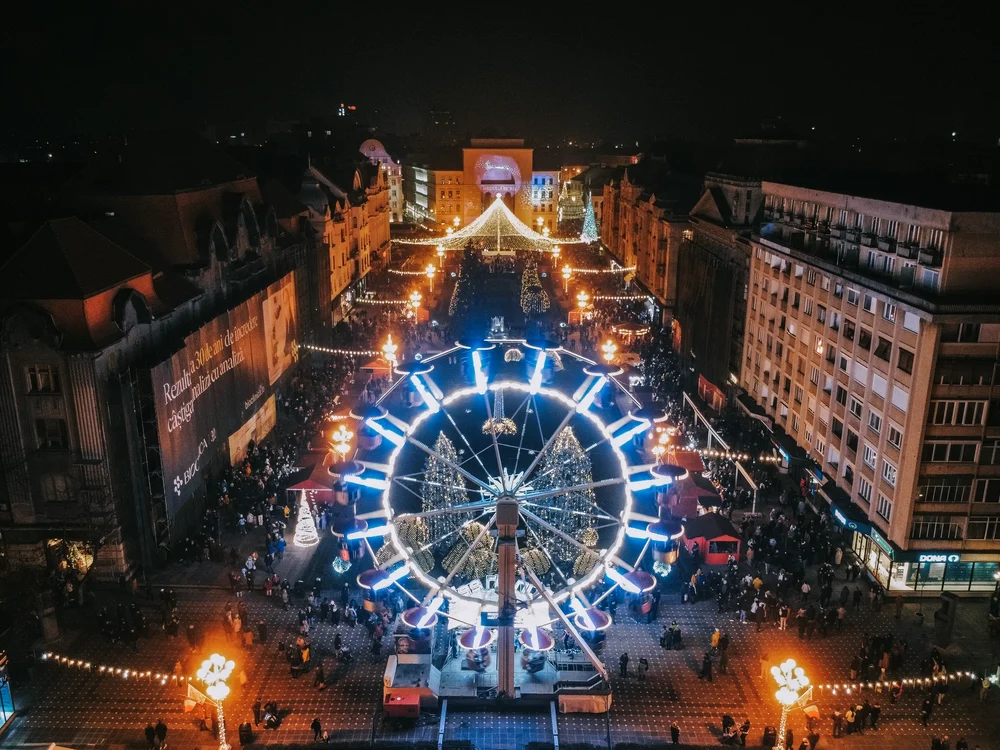 Roata panoramică din Piața Victoriei FOTO Casa de Cultură a Timișoarei