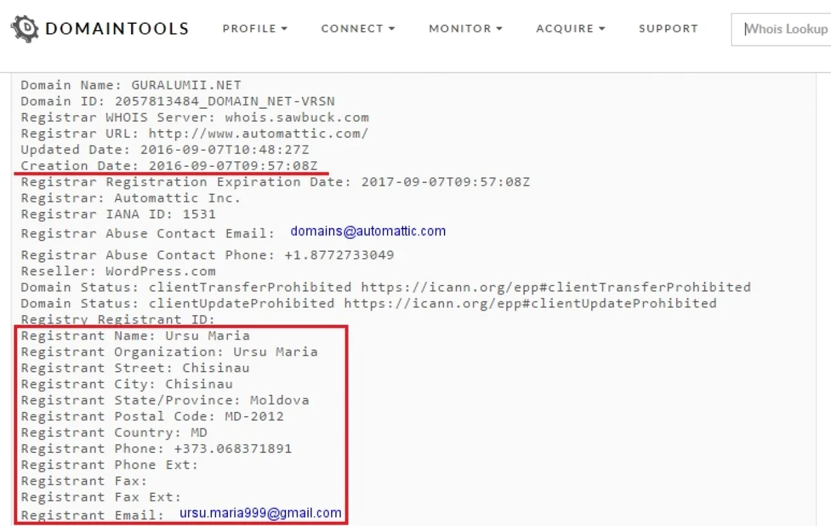 Captura DOMAINTOOLS