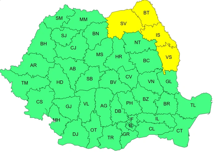 Cod galben de temperaturi scăzute și ger FOTO: ANM