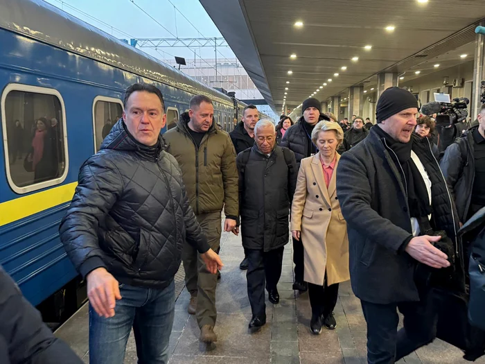 Liderii UE sunt la Kiev pentru a-și exprima susținerea față de Ucraina. FOTO: X / Antonio Costa