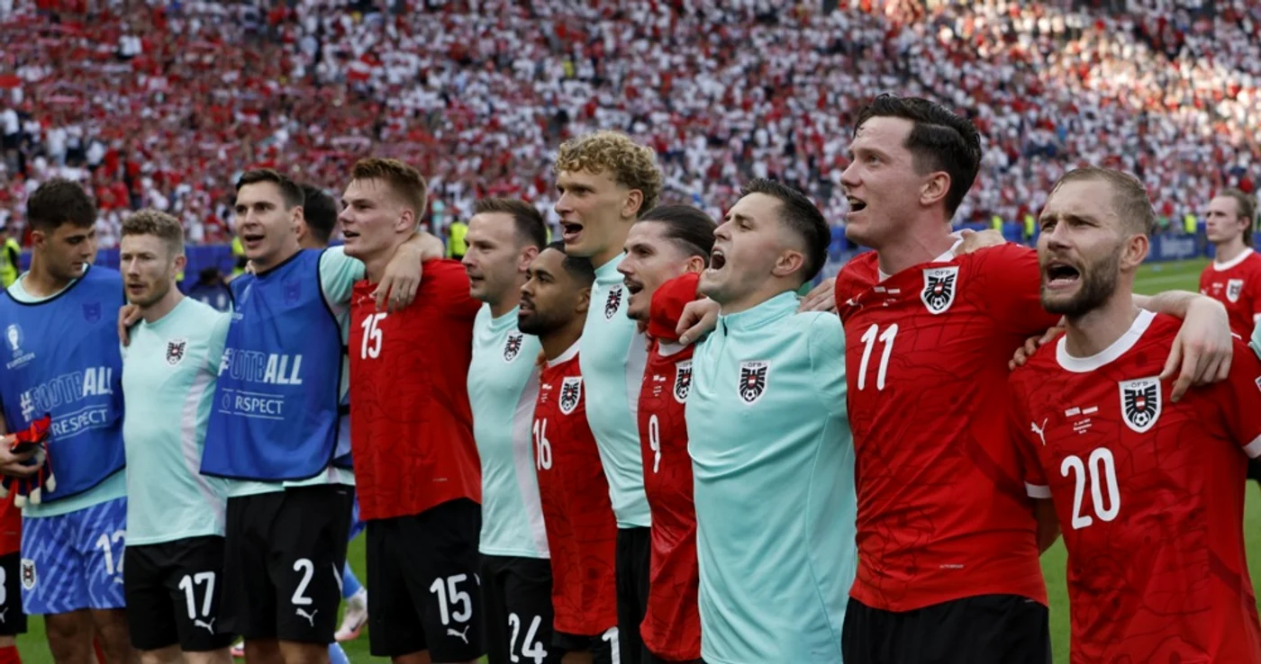 foto Jucatorii Austriei sarbatoresc victoria in fata Poloniei la EURO 2024