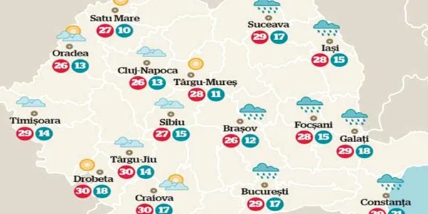 Temperaturile în weekend 