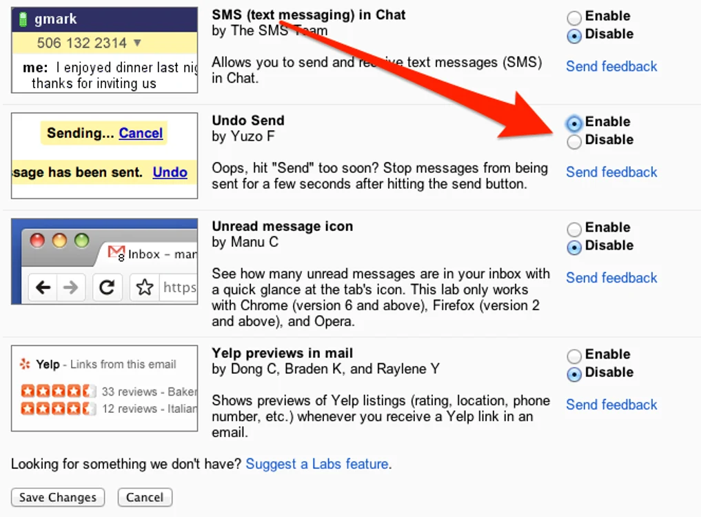 Opţiunea Undo Send în Gmail