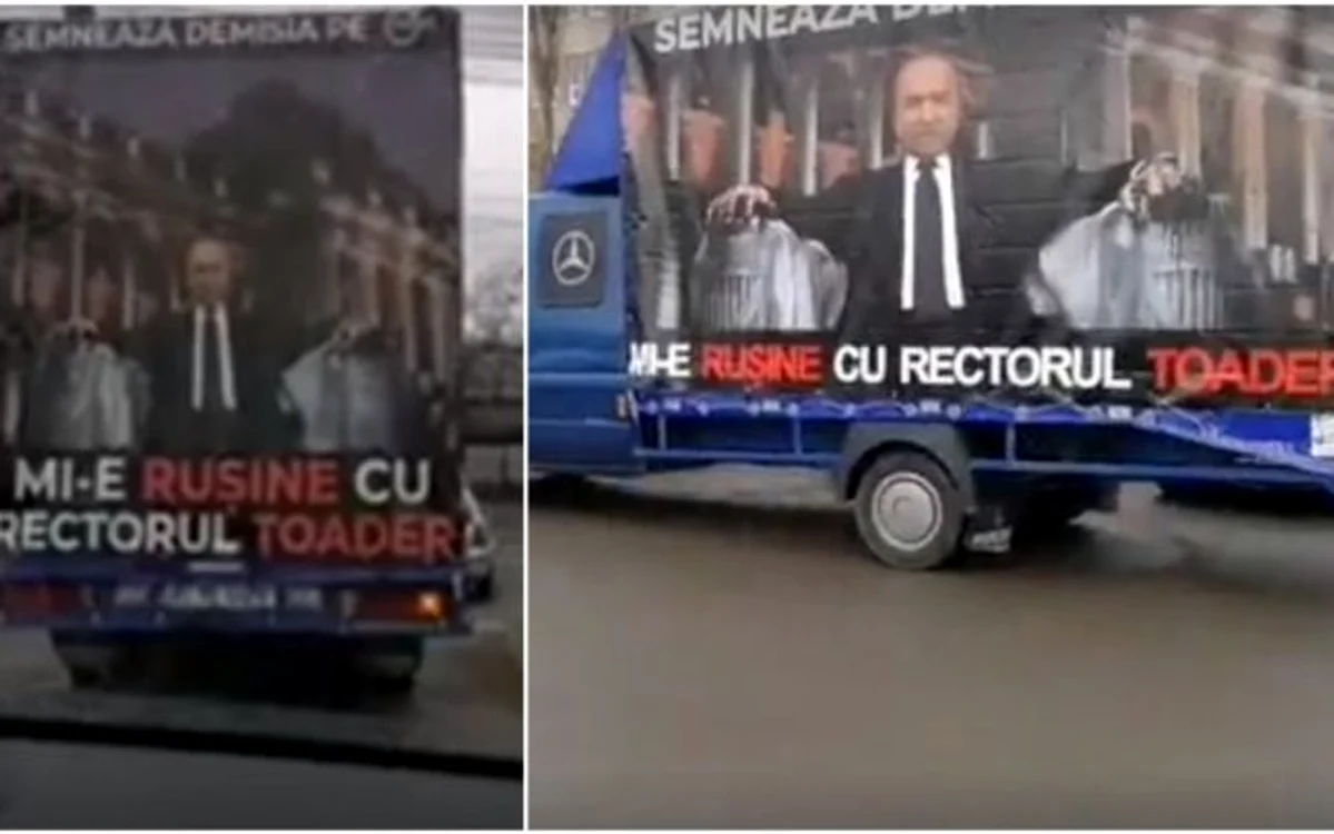 Maşina cu chipul lui Toder pe ea s-a plimbat prin oraş