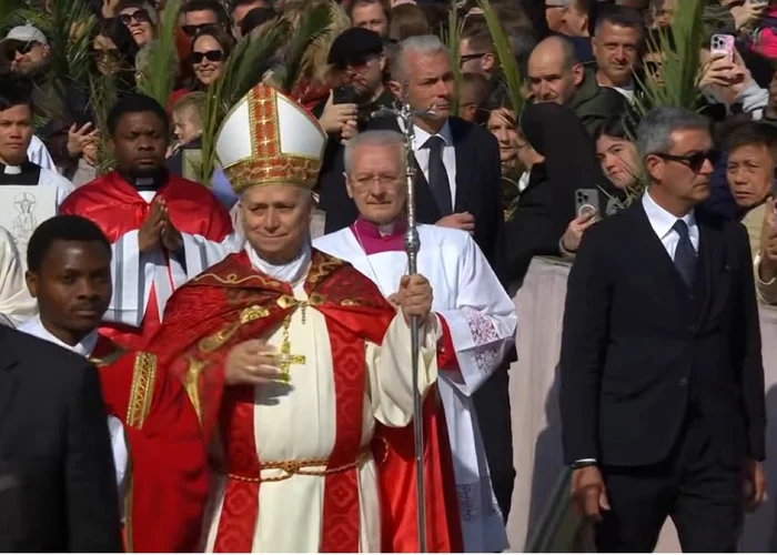 Papa Leon a oficiat prima sa slujbă de Florii la Vatican. FOTO: captură video Vatican News