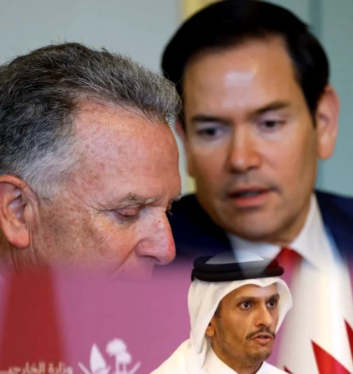    Marco Rubio, Steve Witkoff și premierul Qatarului, Mohammed bin Abdulrahman al-Thani/FOTO:X