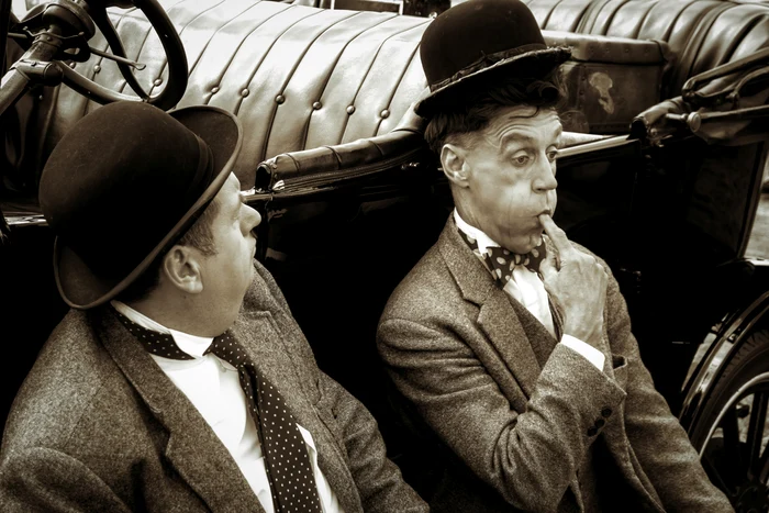 Americanul Oliver Hardy și britanicul Stan Laurel @shuttterstockclickpentrufemei.ro