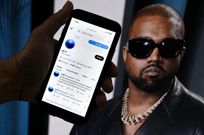 Contul lui Kanye West a fost suspendat după o postare antisemită FOTO AFP 