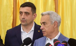 George Simion și Calin Georgescu votează în Mogoșoaia, Ilfov. FOTO Inquam Photos / Octav Ganea