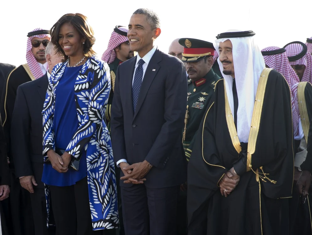 Michelle şi Barack Obama alături de Regele Salman al Arabiei Saudite FOTO AP